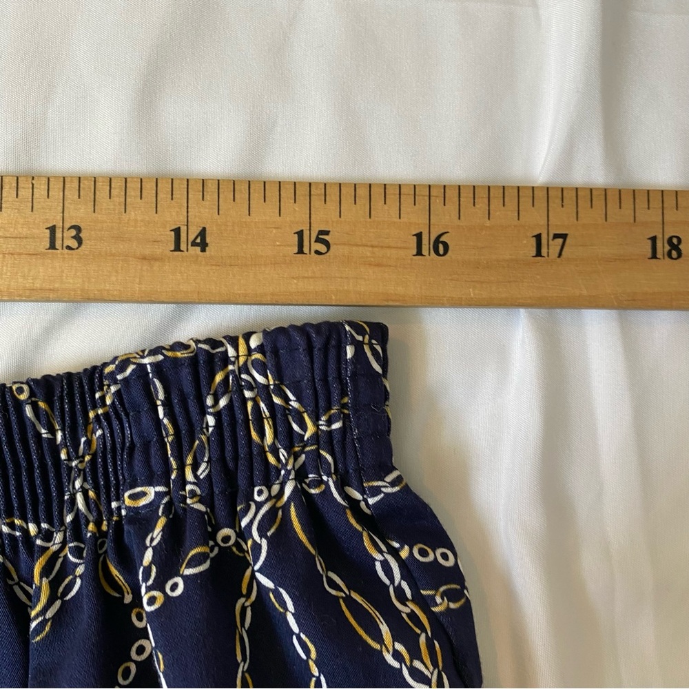 Vintage Navy Blue Chain Print Pants, Preppy Equestrian Summer Country Club Vibes - Picture 8 of 10